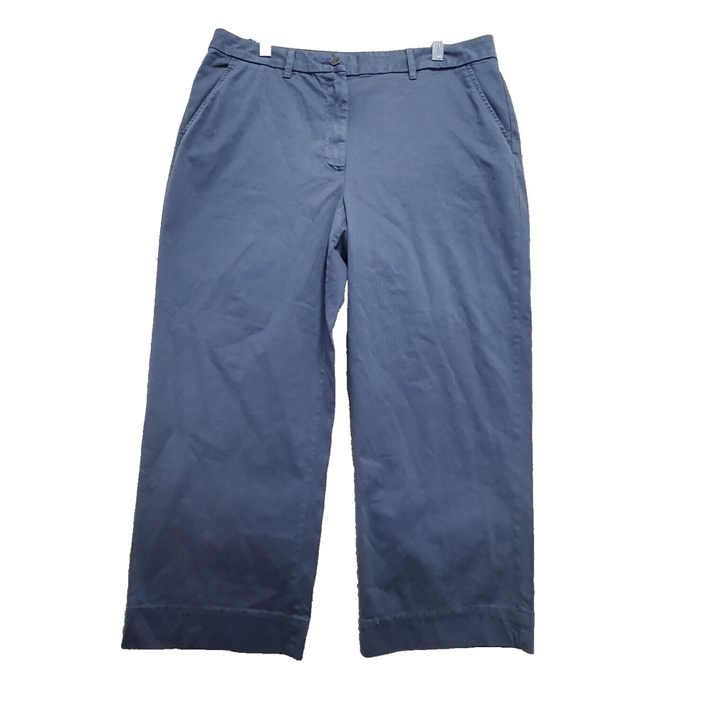 Elizabeth And James Pants Women's 14 Blue Cropped Chino Cotton High-Rise
